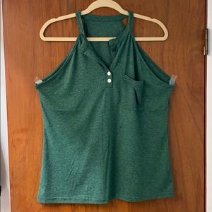 Hunter Green Henley Tank with Pocket